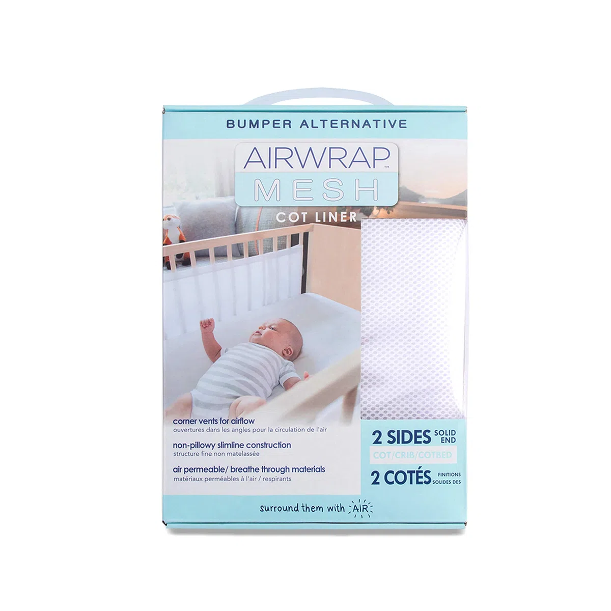 Airwrap - Protectores para cuna, doble cara, color blanco.
