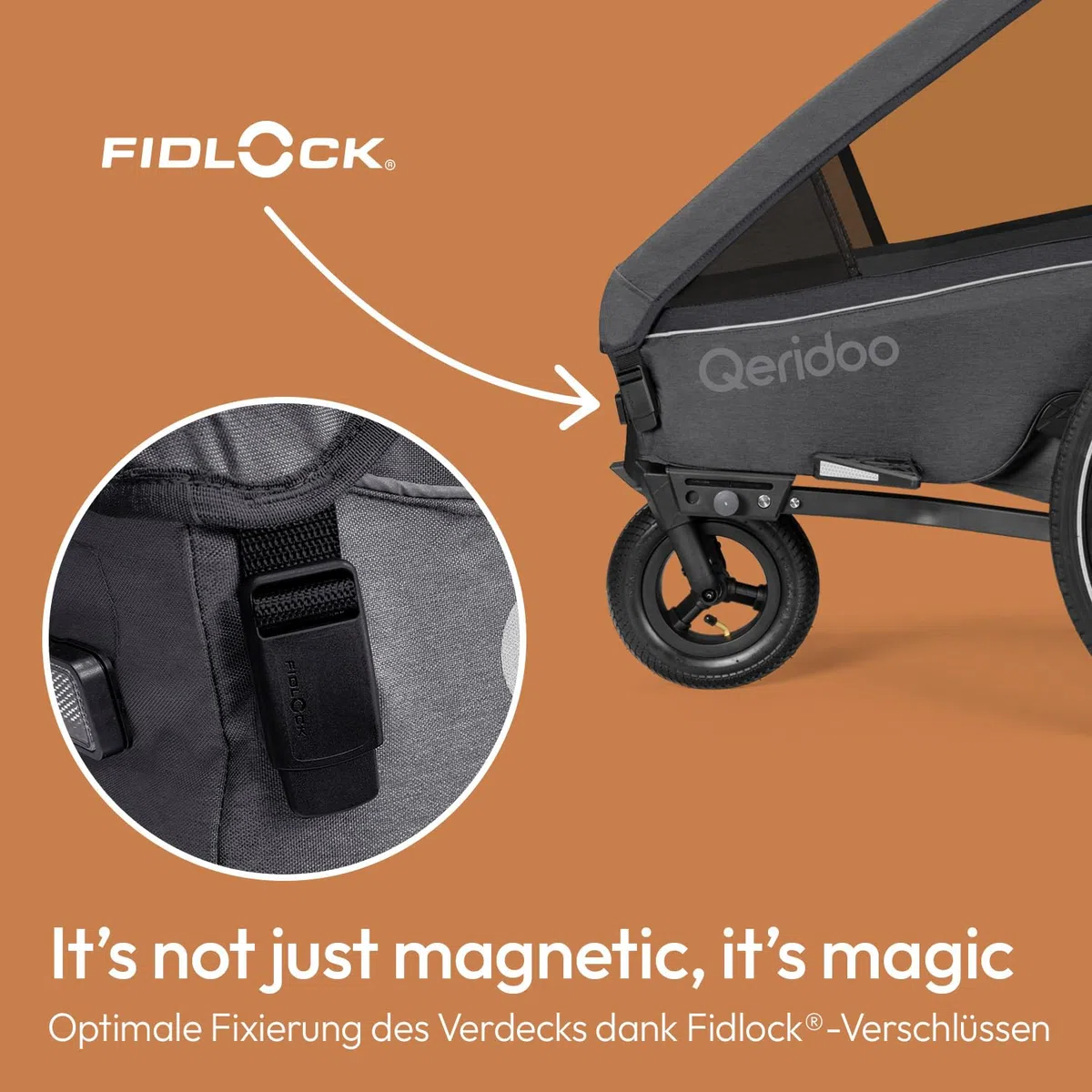 Qeridoo Kidgoo 1 Steel Grey | Remolque de bicicleta para 1 niño | Remolque de bicicleta infantil con suspensión & Easy ARS | Carrito de paseo para niños | Remolque de bicicleta infantil plegable |