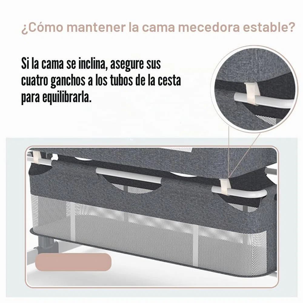Cuna de Bebé Ajustable con Estructura Segura y Malla Transpirable,Beige | Cuenta con colchón, mosquitera, ruedas y cesta amplia para guardar accesorios