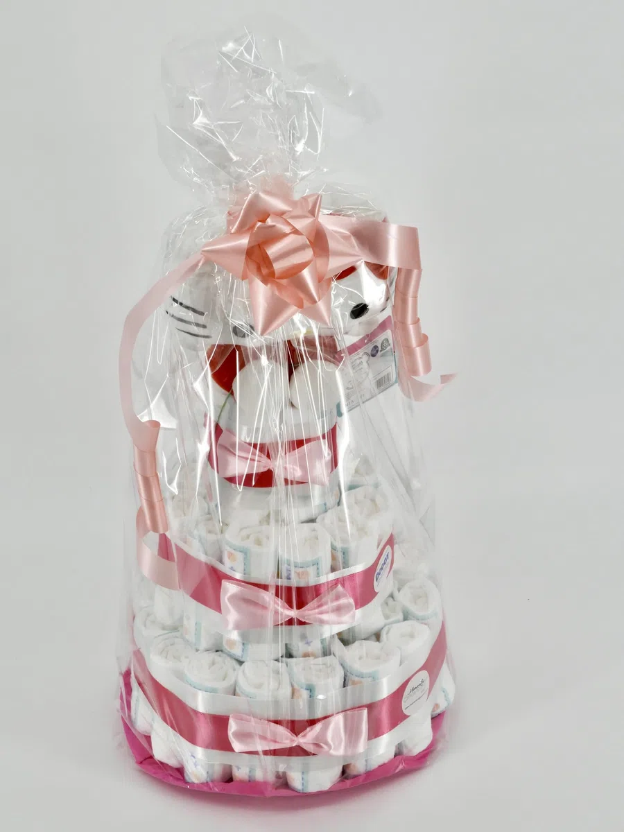Tarta de pañales Hello Kitty rosa MomentosGourmet (Talla 2 (3-6 kg)) by MomentosGourmet. Regalo para bebé muy práctico. Cesta Canastilla recién nacido. Diaper Cake