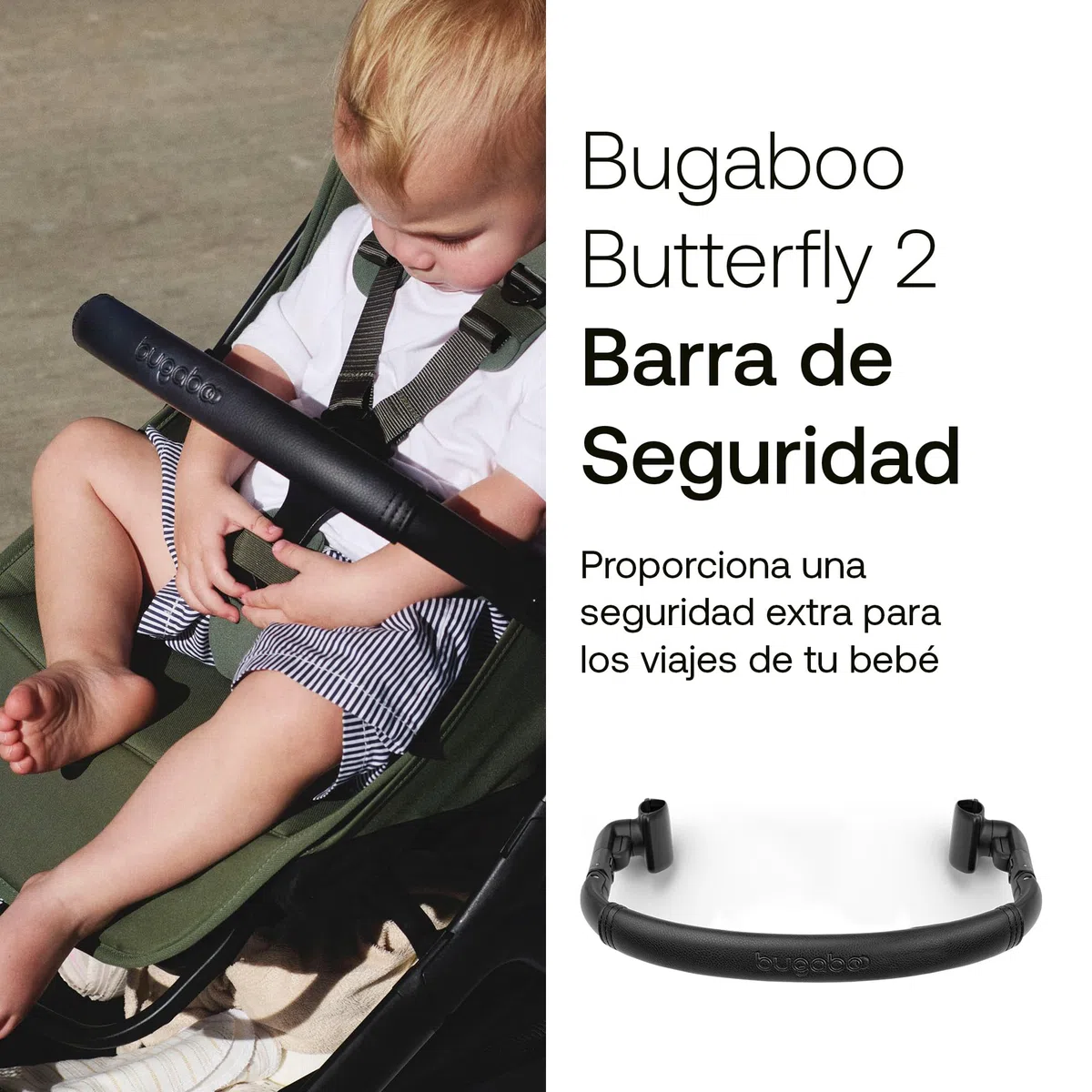 Bugaboo Butterfly 2 Silla de Paseo de Viaje – Pack con Barra de Seguridad y Cubierta para Lluvia – Ligera, Plegable a Una Mano y Asiento Reclinable, de 6 meses a 4 Años – Forest Green