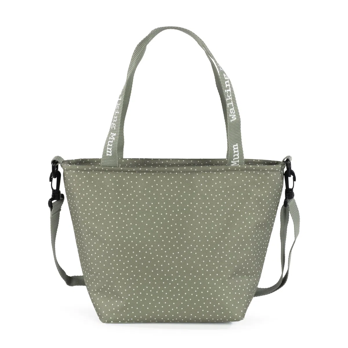 Walking Mum Bolsa Térmica Poppy con Lunares, Verde Musgo, 34x24x14 cm, 4 Horas de Conservación, Asas Corta y Larga