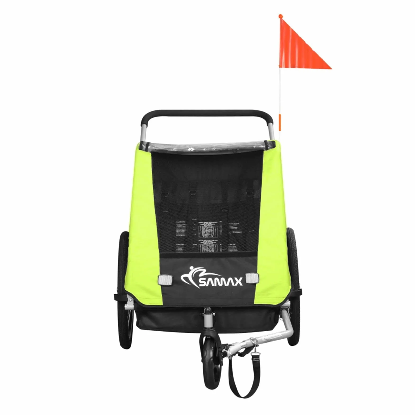 SAMAX Remolque de Bicicleta para Niños 360° girable Kit de Footing Transportín Silla Cochecito Carro Suspensíon Infantil Carro en Verde - Black Edition