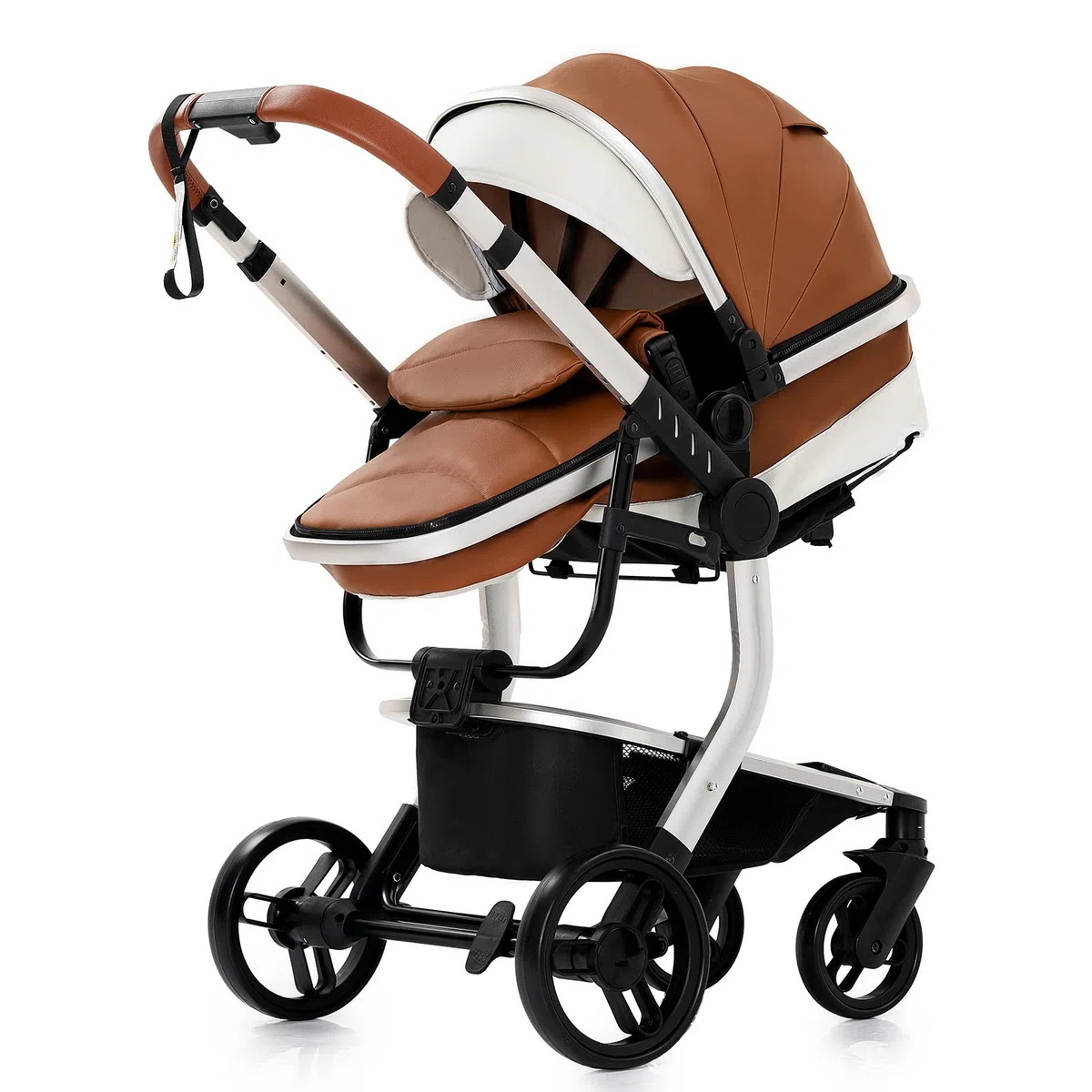 3 en 1 Sistema de Viaje Para Bebé 3 en 1 Cochecito de Paisaje Alto Carrito con Capazo Silla de Paseo Cochecito de Bebé Reclinable Cochecito Estándar Plegable de Recién Nacido (khaki 518)