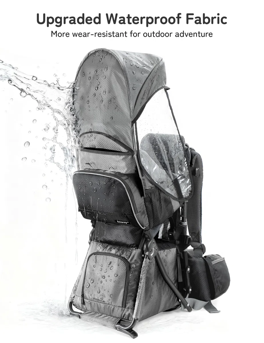 besrey Mochila portabebés, portabebés ergonómico, mochila de senderismo segura para niños pequeños con gran espacio de almacenamiento, asiento acolchado ajustable para niños | Mochila para bebé resistente al agua, gran espacio de almacenamiento, parasol y