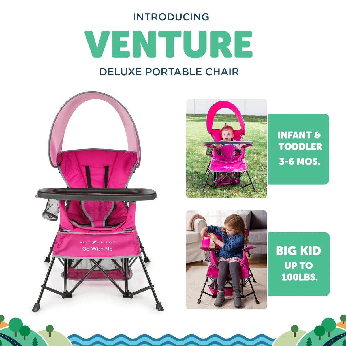 Bebé Delight Go con Me silla rosa rosa