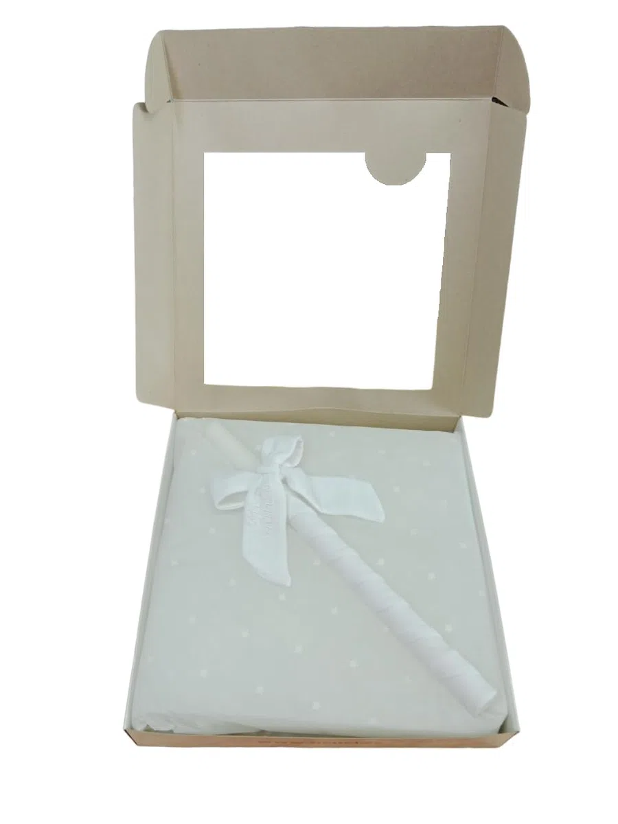 Vela para Bautizo personalizada - Vela Bautismal Personalizable con nombre y fecha – Vela de Bautizo decorada - Cirio de Bautizo - Modelo Lino – Nenel (Blanco)