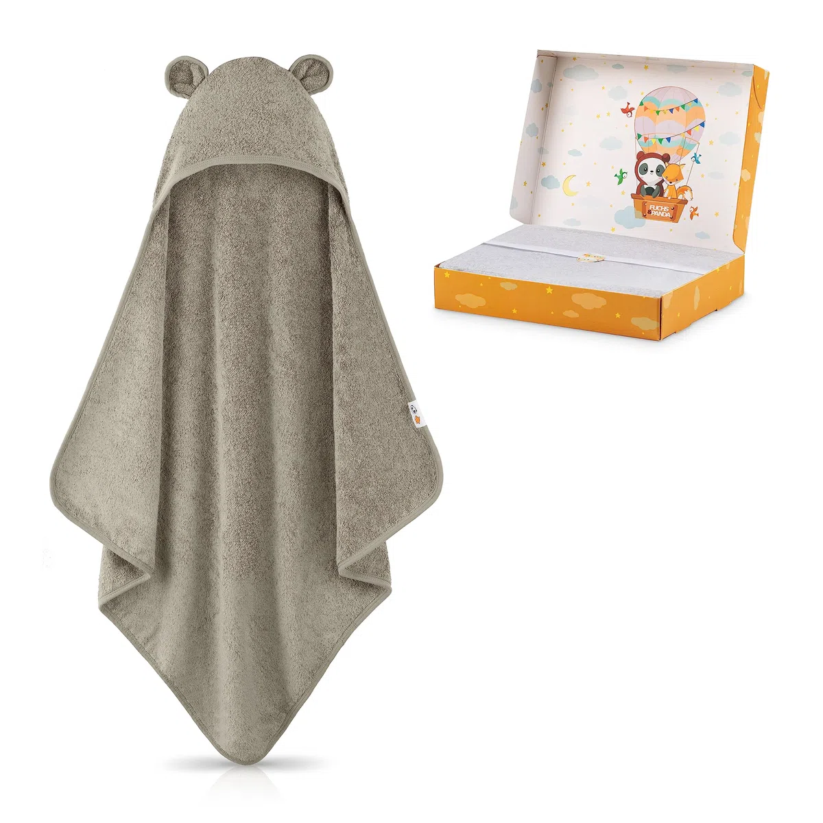 FUCHSUNDPANDA Toalla con capucha para bebé, extragruesa, cálida y suave, 75 x 75 cm, toalla de bebé con capucha, 100% bambú, toalla de mano para bebé con capucha con gran envoltorio de regalo (verde