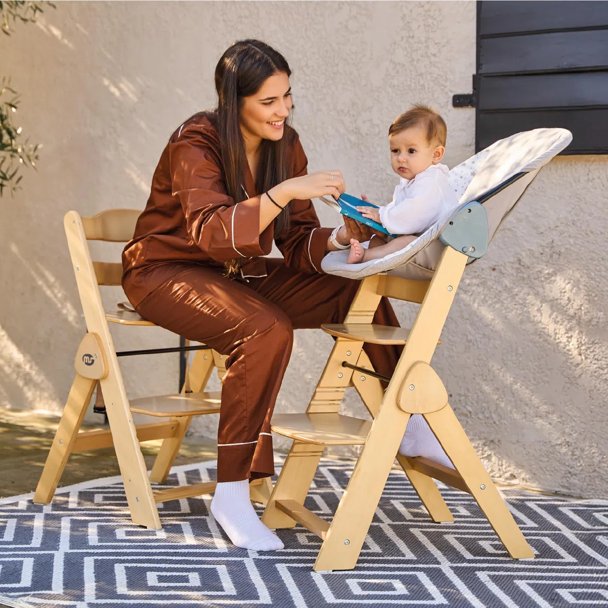 ms BabyWorld - FULL PLUS HAMACA - Trona para bebé de Madera FULL PLEGABLE + HAMACA | Evolutiva | Silla Alta | Ergonómica | Regulable | Segura | 2 posiciones de recinado
