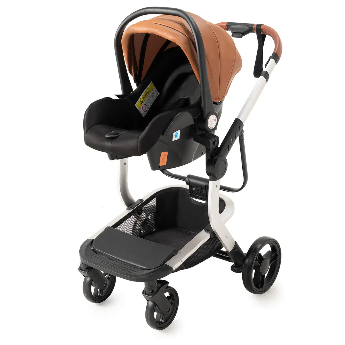 3 en 1 Sistema de Viaje Para Bebé 3 en 1 Cochecito de Paisaje Alto Carrito con Capazo Silla de Paseo Cochecito de Bebé Reclinable Cochecito Estándar Plegable de Recién Nacido (khaki 518)