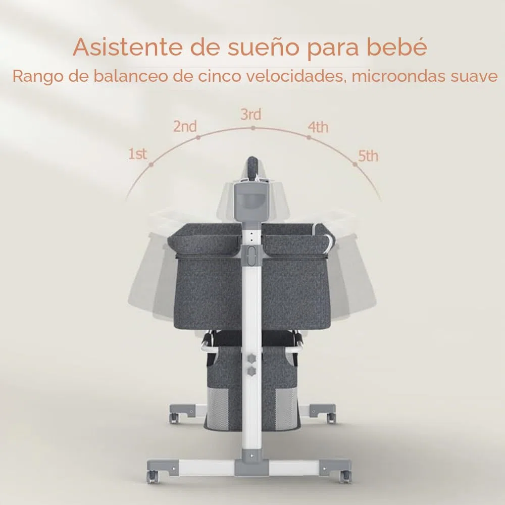 Cuna de Bebé Ajustable con Estructura Segura y Malla Transpirable,Beige | Cuenta con colchón, mosquitera, ruedas y cesta amplia para guardar accesorios