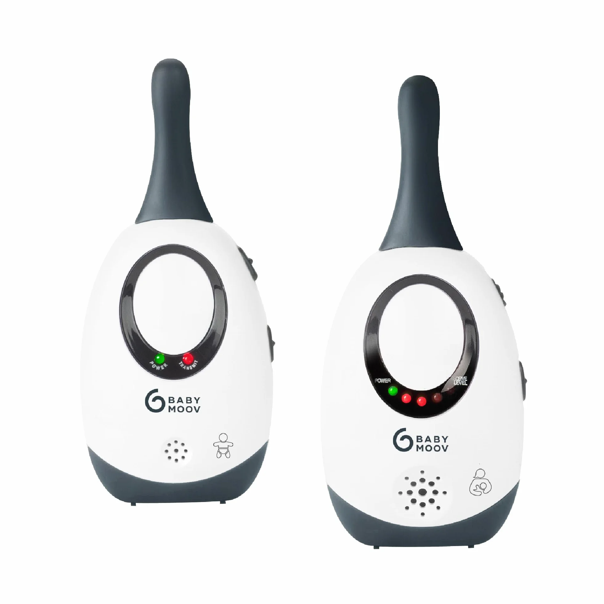 Babymoov Babyphone Simply Care Audio con función VOX, doble alarma y 2 adaptadores, alcance 300 m, Gris