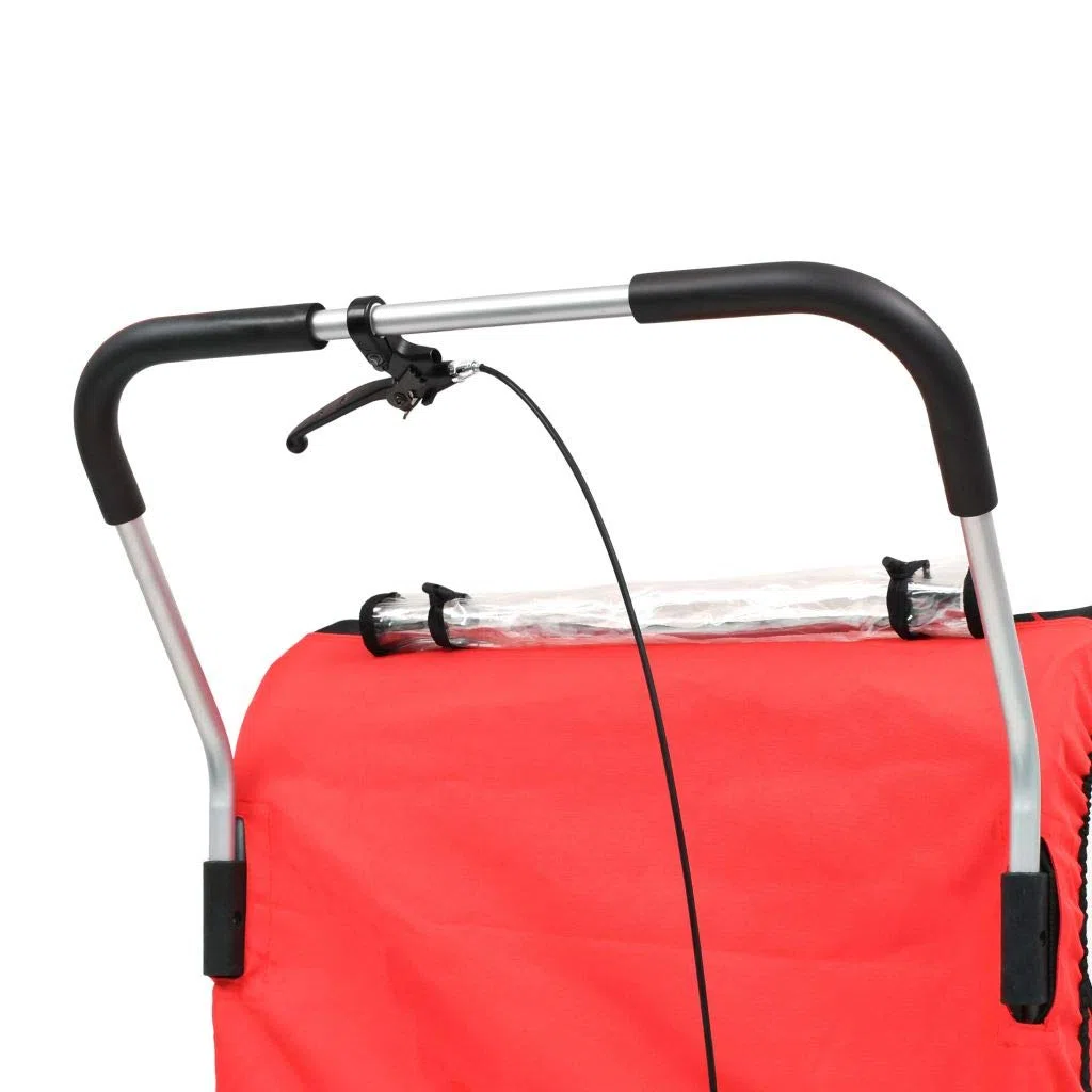 Cochecito y Remolque de Bicicleta para niños 2-en-1 Negro Rojo Remolque Bicicleta niños portaequipajes Bicicleta