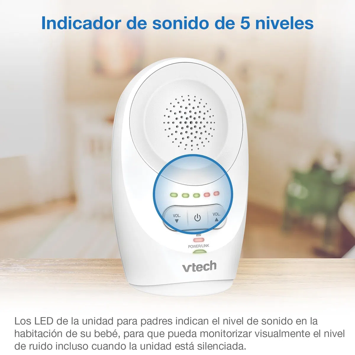 VTech Baby Monitor de Audio Digital DM1111 – Tecnología DECT, Pantalla de Nivel de Ruido, Clip para Cinturón y Más – Unidad para Padres y Unidad para Bebé