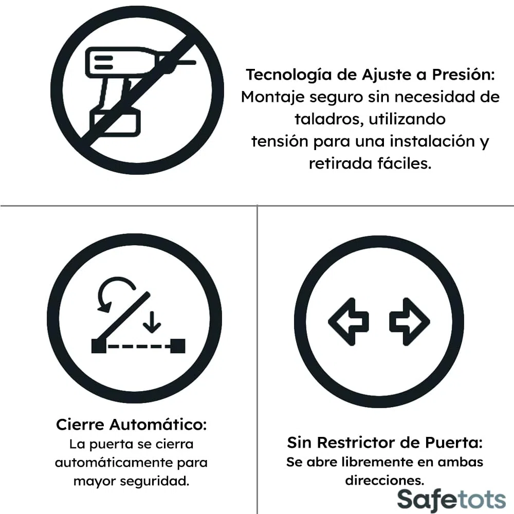 Safetots Barrera de Tope Curvo para Bebés, 171cm - 180cm, Blanca Mate, Barrera de Presión para Escaleras, Barrera de Seguridad para Bebés para Barreras, Instalación Fácil