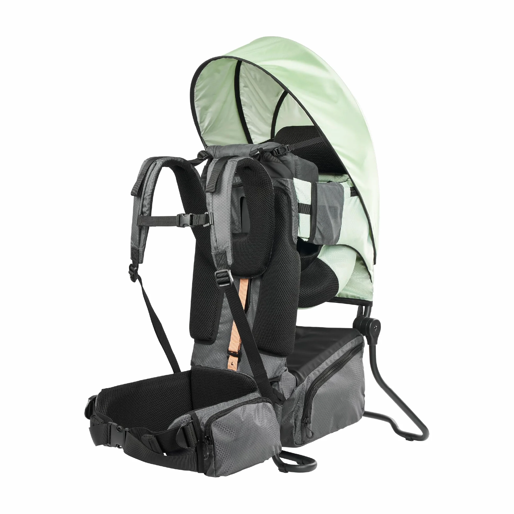 Babymoov Mochila portabebés para senderismo Moov & Hike: ergonómica con asiento ajustable y reposacabezas acolchado, con capota, bolsa de almacenaje 10l (Verde)