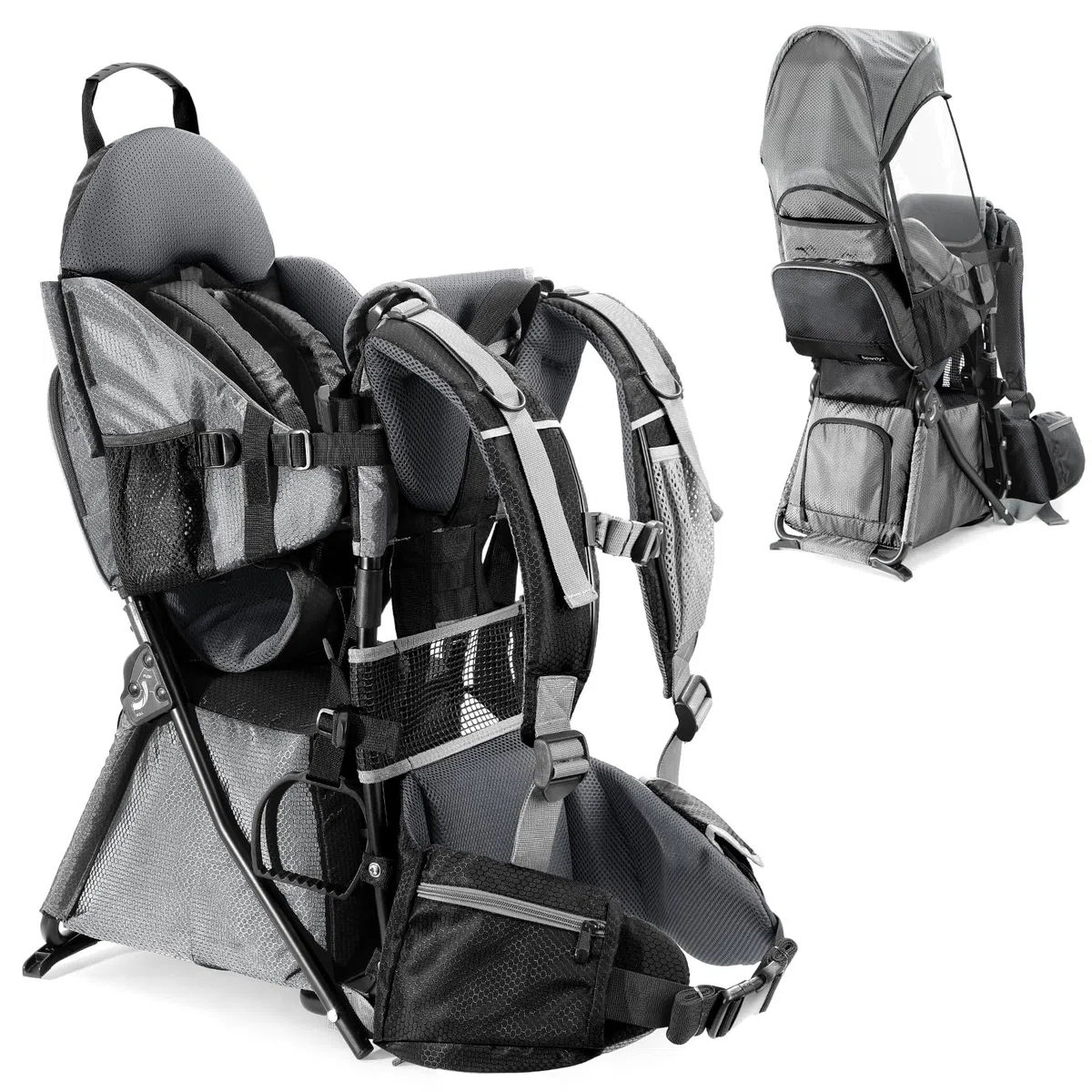 besrey Mochila portabebés, portabebés ergonómico, mochila de senderismo segura para niños pequeños con gran espacio de almacenamiento, asiento acolchado ajustable para niños | Mochila para bebé resistente al agua, gran espacio de almacenamiento, parasol y
