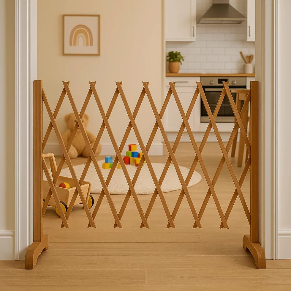 TERRE JARDIN - Barrera de Seguridad Extensible, de 30 a 150 x 90 cm - Barrera de Seguridad, Perro Sin Taladrar de Madera - Barrera de Protección Extensible, Retráctil, Animales
