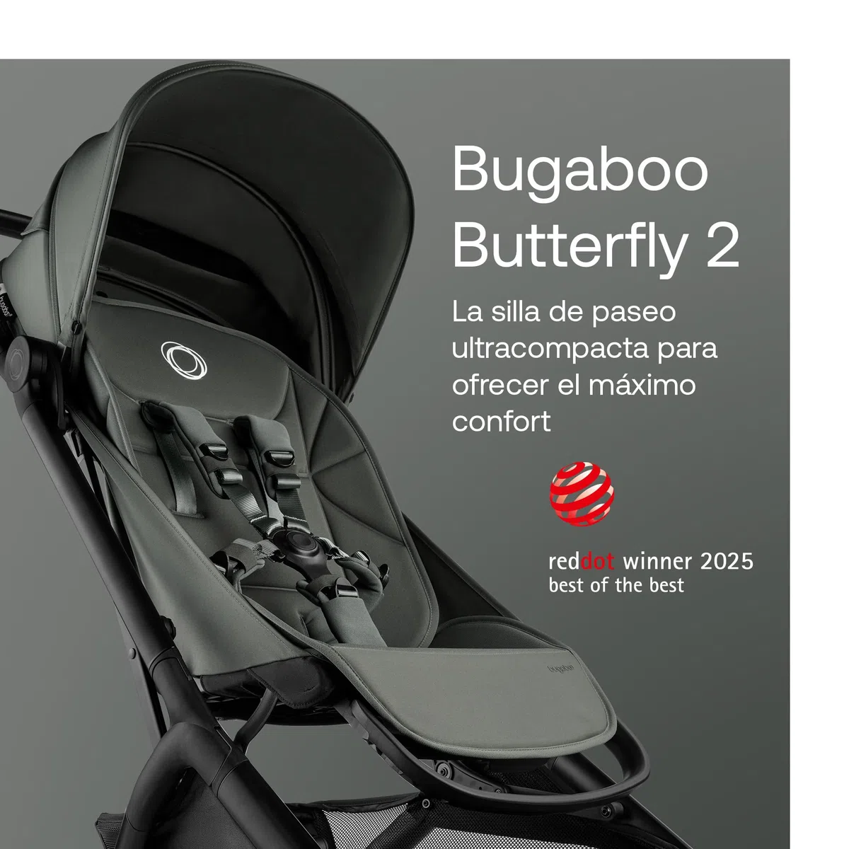 Bugaboo Butterfly 2 Silla de Paseo de Viaje – Pack con Barra de Seguridad y Cubierta para Lluvia – Ligera, Plegable a Una Mano y Asiento Reclinable, de 6 meses a 4 Años – Forest Green