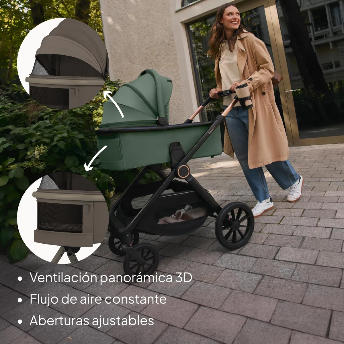 Lionelo Layla Carrito 2 en 1 Cochecito de Bebé (0-4 Años, Hasta 22 Kg), Capazo y Silla de Paseo, Asiento Reversible, Posición Reclinable, Ruedas PU, Suspensión, Capota Impermeable UPF50+