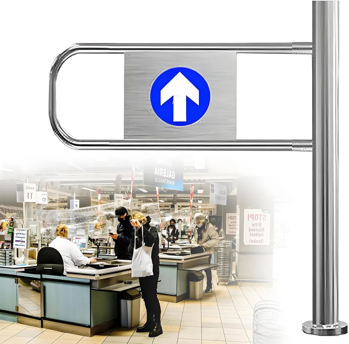 Puerta giratoria duradera de cierre automático para barrera de acceso industrial con mecanismo de bloqueo