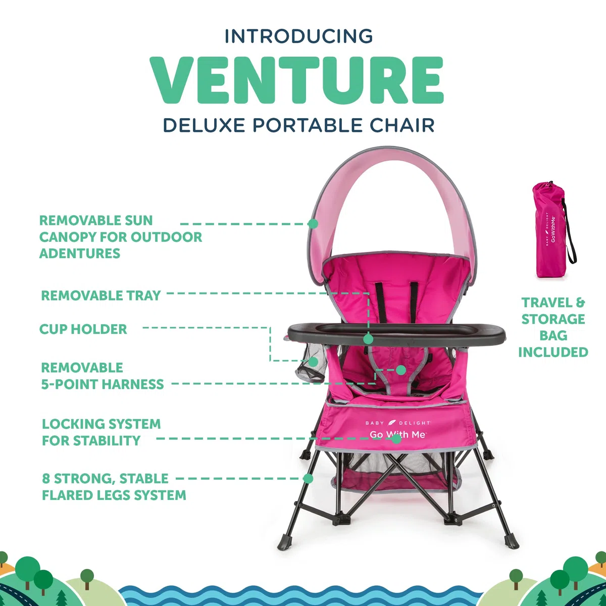 Bebé Delight Go con Me silla rosa rosa