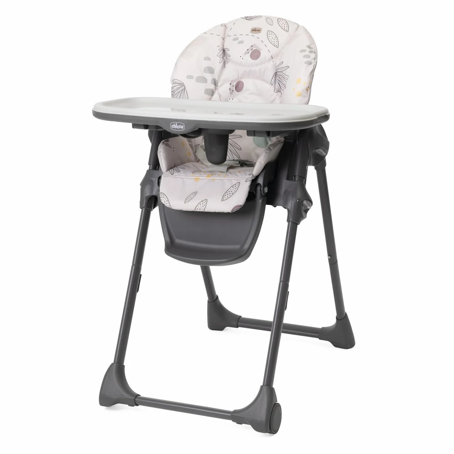 Trona Chicco Polly Easy para niños de 6 a 36 meses, trona ajustable en altura y reclinable, 4 ruedas, plegado compacto, bandeja extraíble y reposapiés ajustable, 6-36 meses