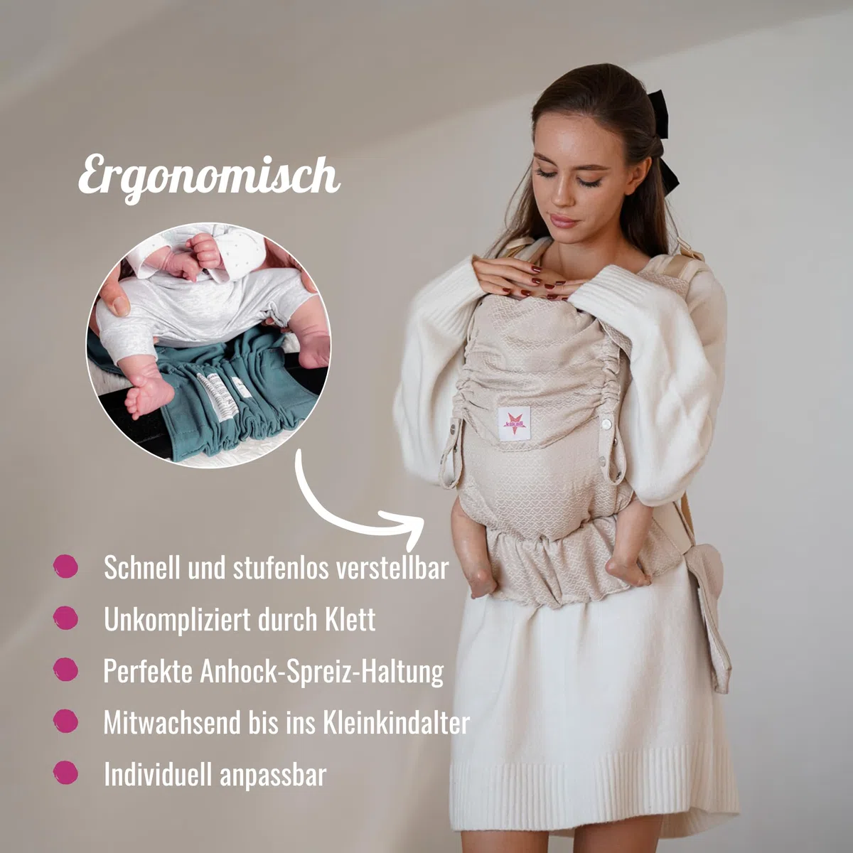 kokadi Mochila Portabebés Flip Talla Bebé Algodón - Unisex, gris