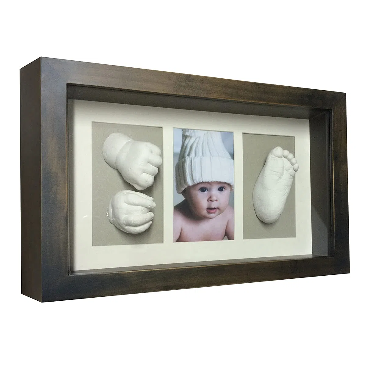 Kit De Marco Y Alginato Moldes Para Hacer La Huella Del Bebe En 3d, Regalos Para Niño Recien Nacido, Para Baby Shower, Un Recuerdo De Su Primer Año (WENGUE GRIS, 20 x 5 x 30 cm)