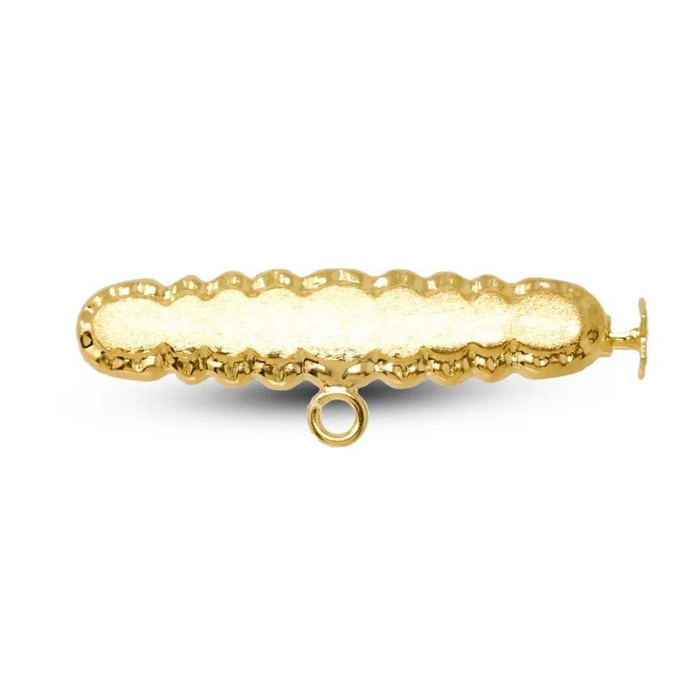 Alfiler Plata Ley 925m broche bebé 3cm. chapado oro borde tallado. Grabación incluida en el precio - Personalizable - GRABACIÓN INCLUIDA EN EL PRECIO