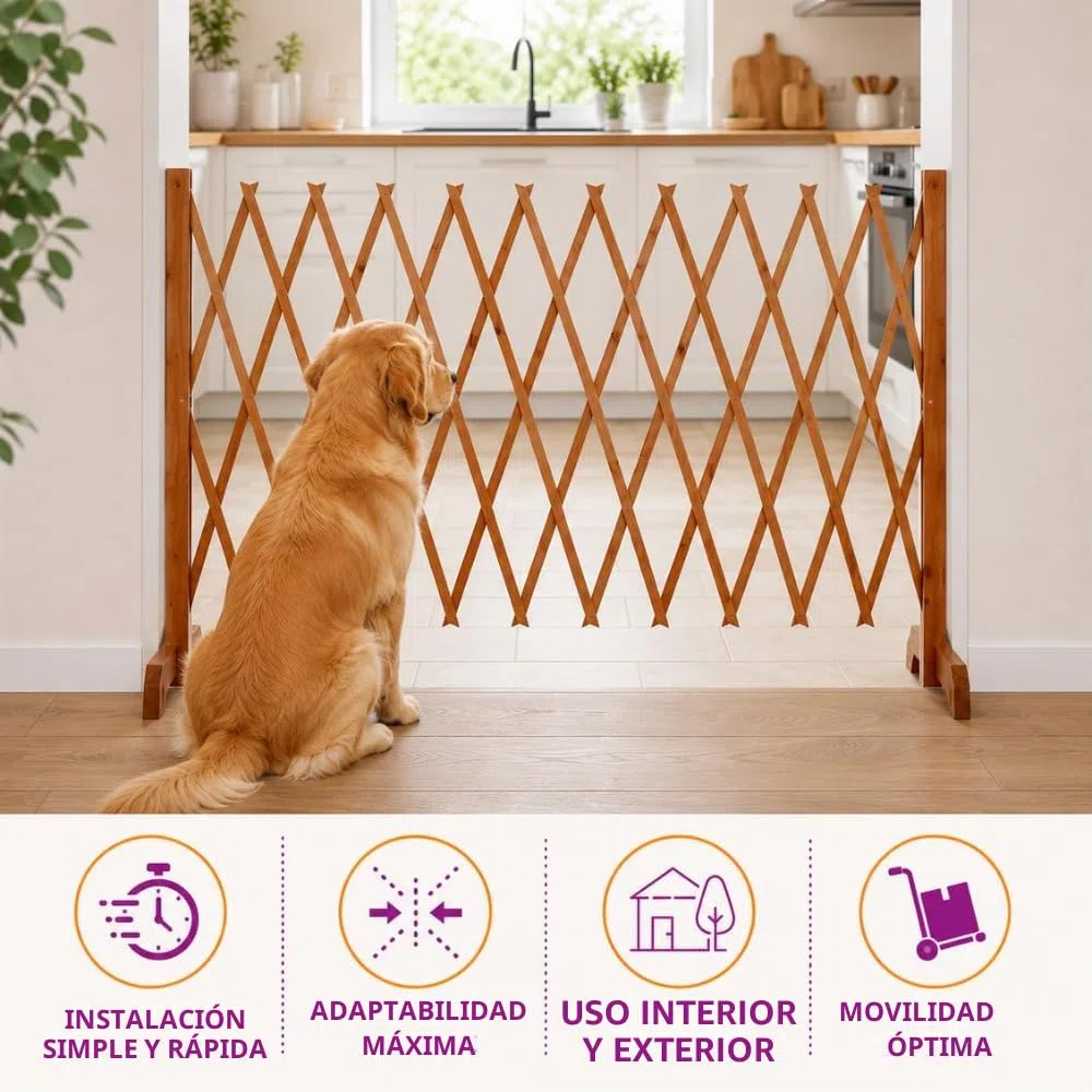TERRE JARDIN - Barrera de Seguridad Extensible, de 30 a 150 x 90 cm - Barrera de Seguridad, Perro Sin Taladrar de Madera - Barrera de Protección Extensible, Retráctil, Animales