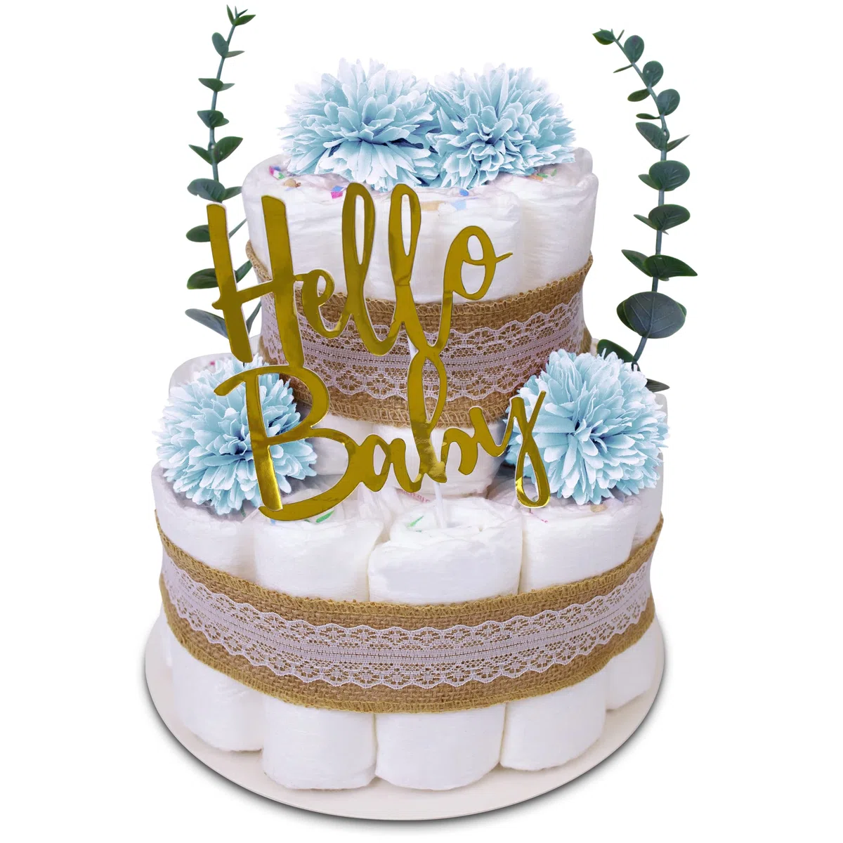 MilaBoo Tarta de Paales Vintage Eucalipto Verde: Regalo Recien Nacido con 26 Paales Premium Tamao 2