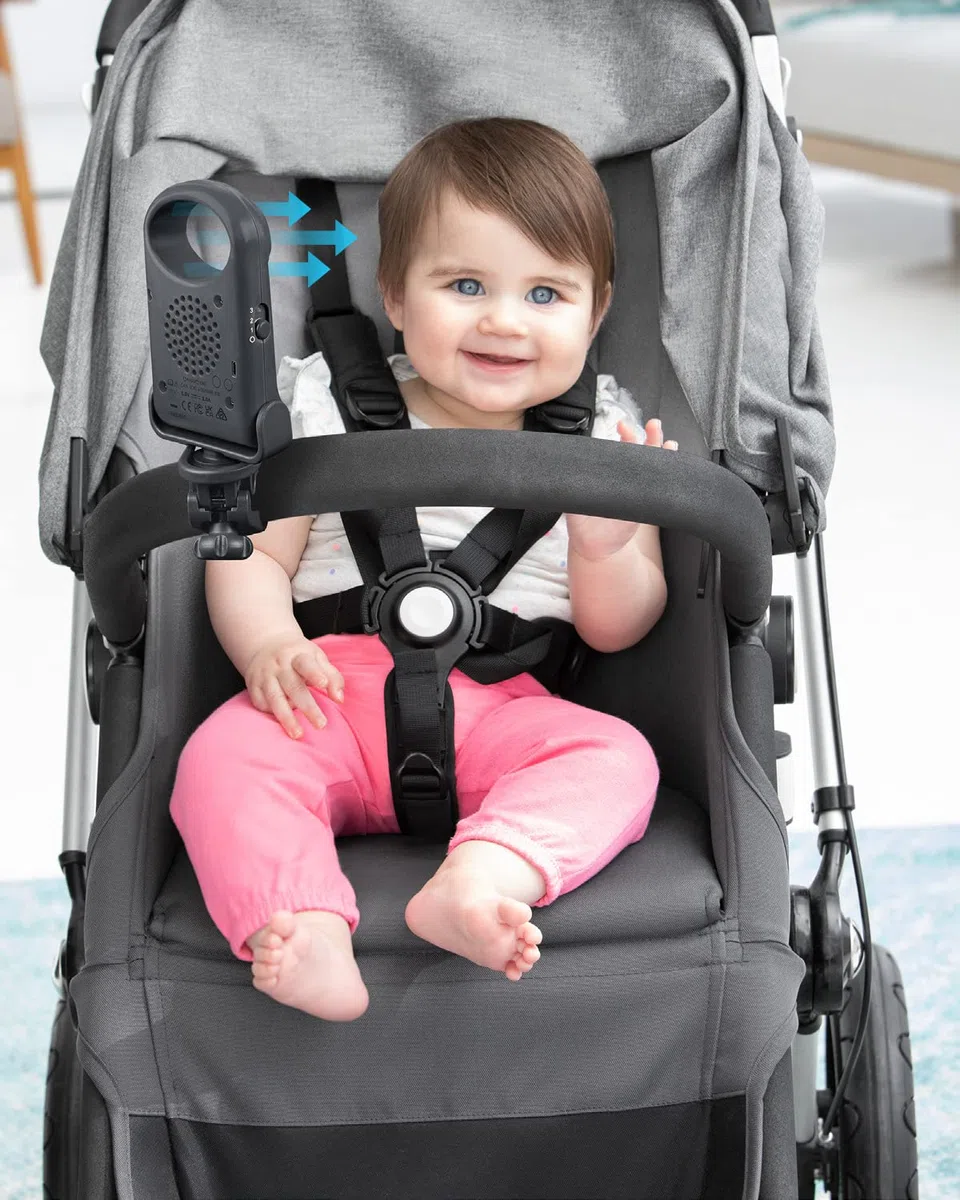 Skip Hop Ventilador portátil sin aspas para cochecito, ajustable 3 velocidades, Stroll & Connect, gris