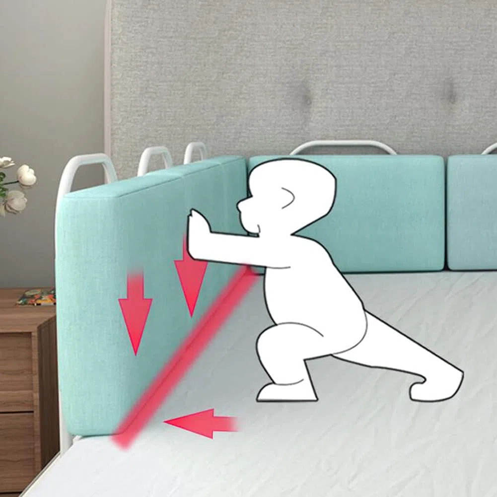 Valla De Cama con Riel Lateral De Seguridad, Barandilla De Cama para Niños, Protector De Protección De Seguridad Portátil, Barandilla De Cama Anticaída, Barrera De Valla De Deflector De Cabe