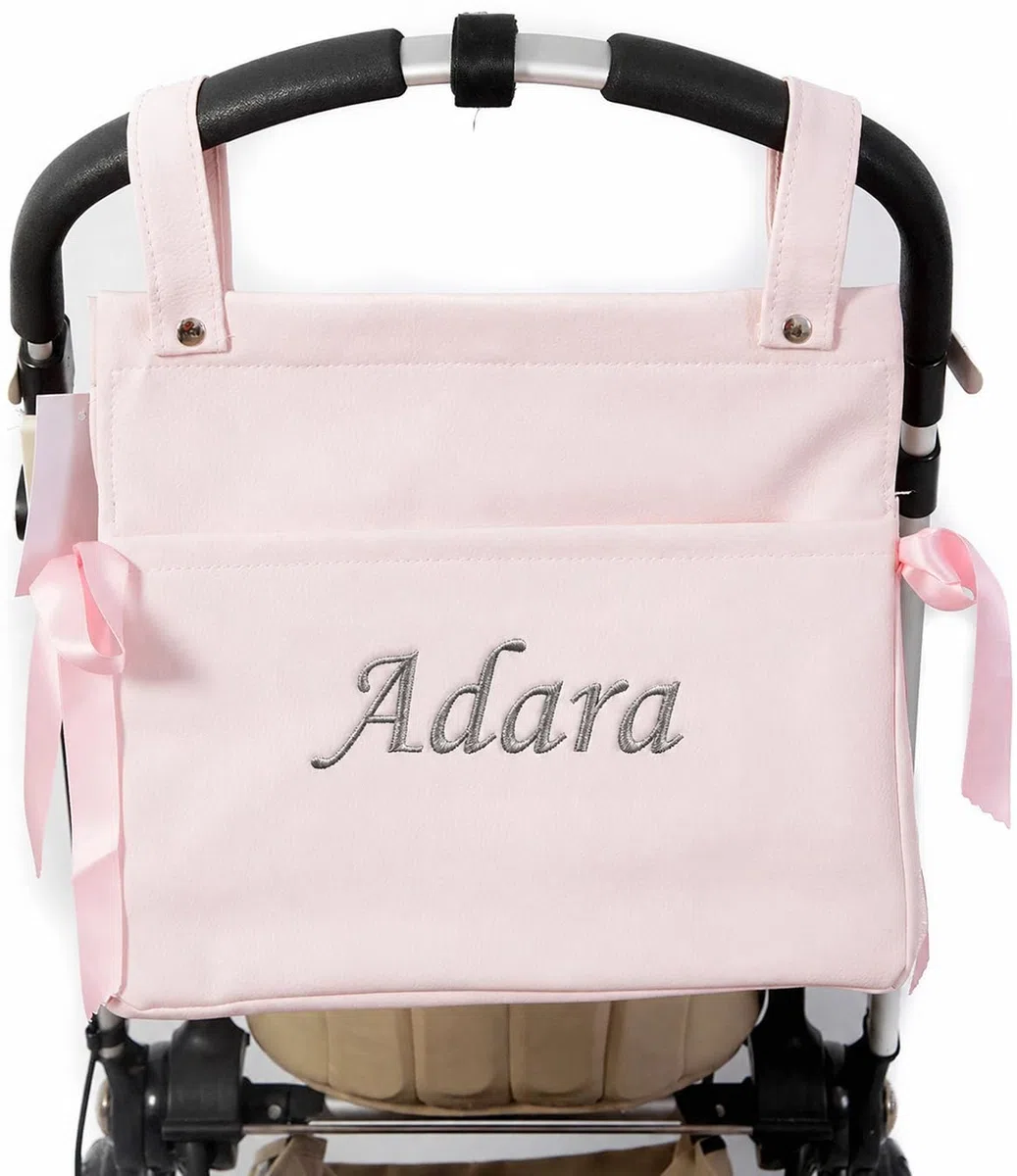 Danielstore Bolso Talega Polipiel Lactancia Personalizado Carrito Bebe - Nombre Bebe Bordado