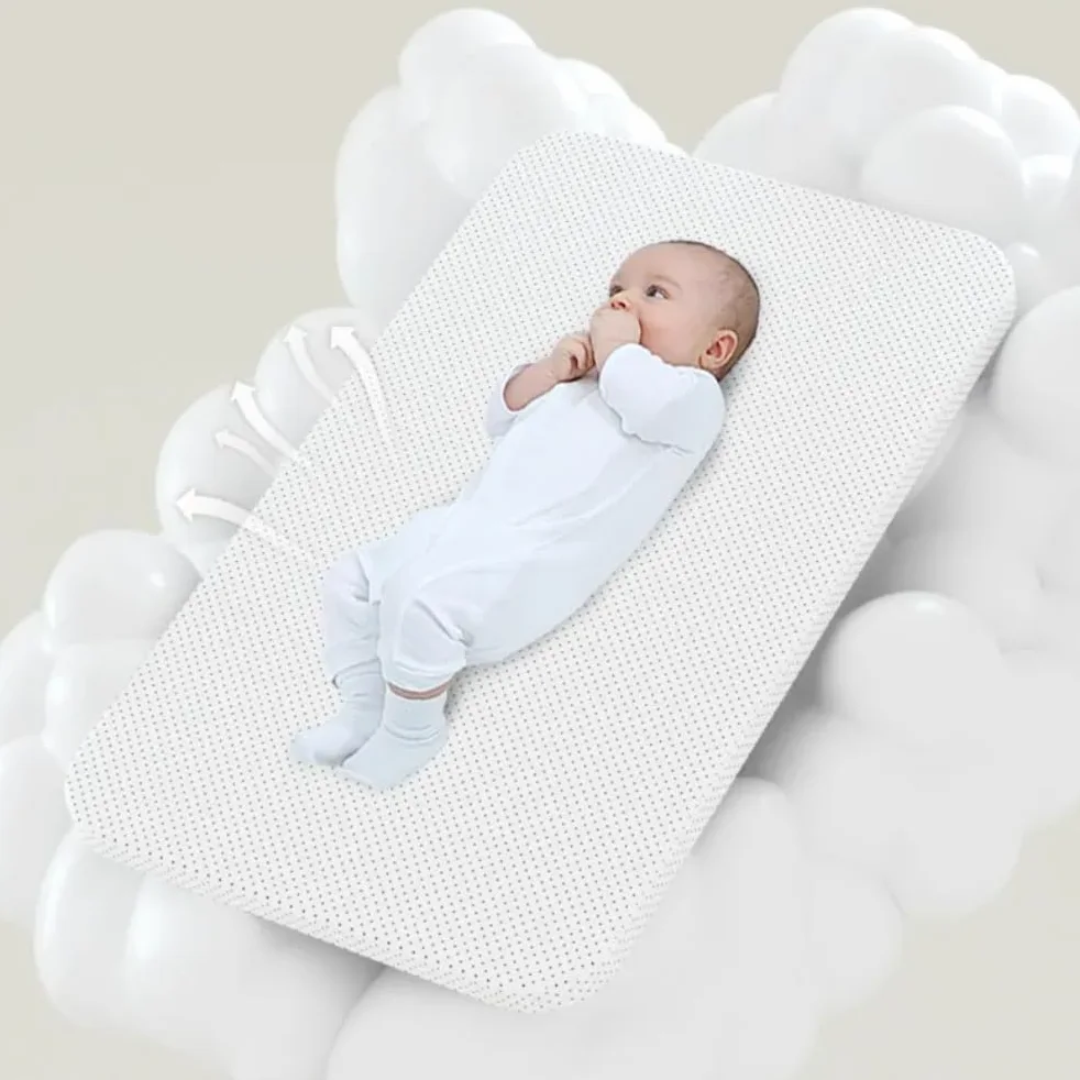 Cuna de Bebé Ajustable con Estructura Segura y Malla Transpirable,Beige | Cuenta con colchón, mosquitera, ruedas y cesta amplia para guardar accesorios