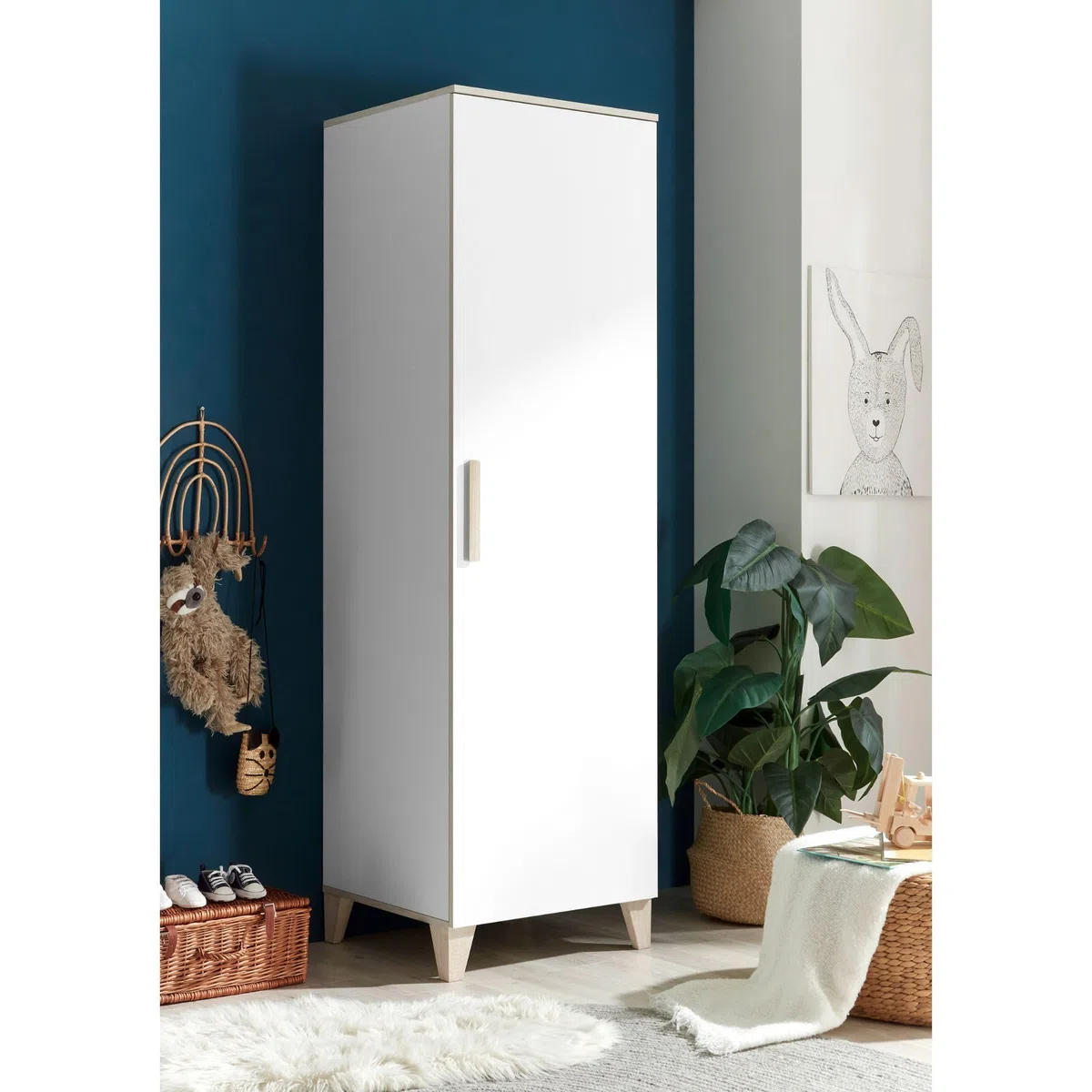 Stella Trading Prizzi-Armario para habitación de bebé (Aspecto, versátil, con Mucho Espacio de Almacenamiento), Color, Madera, Blanco Aurum, Kleiderschrank