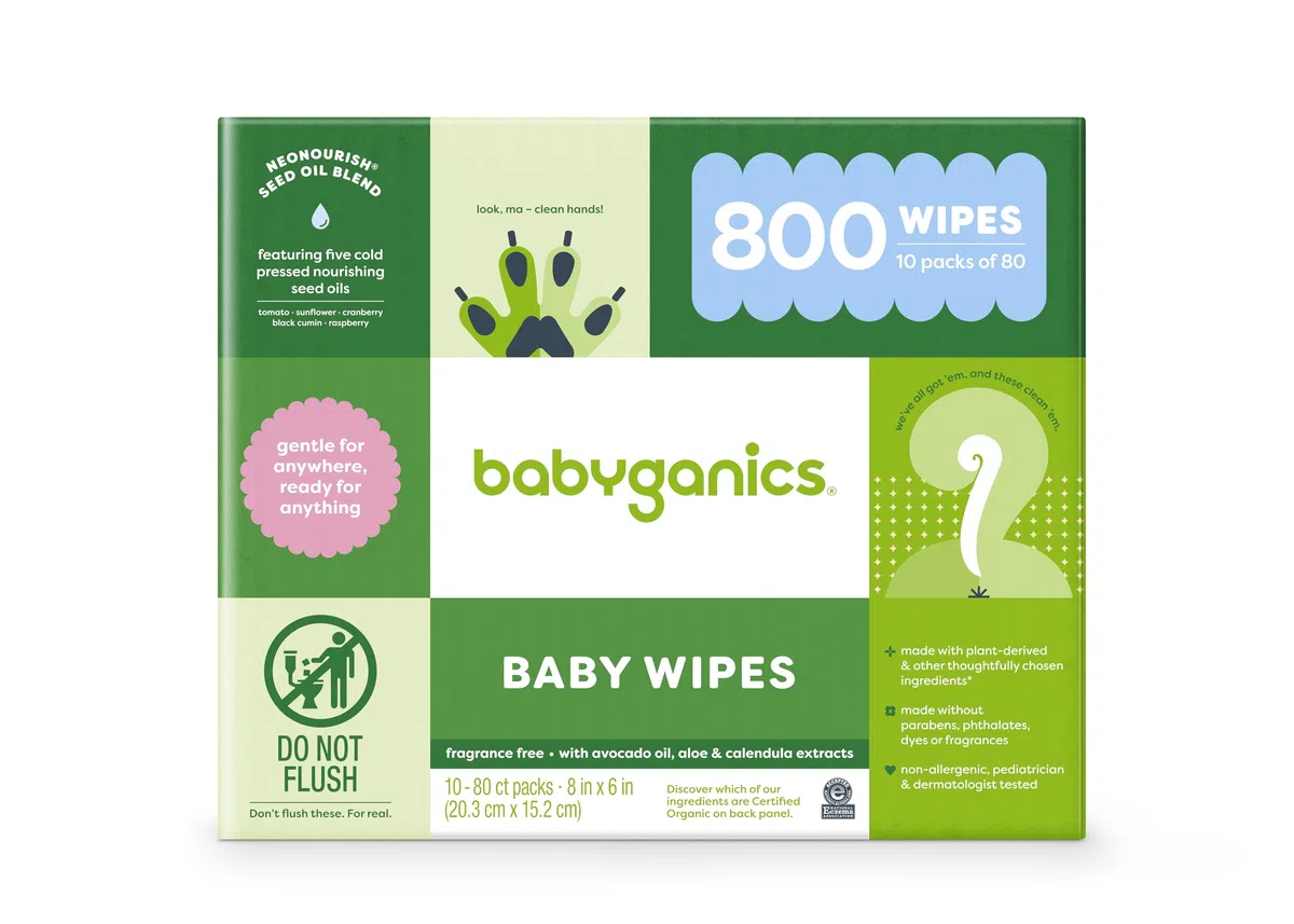 Baby Ganics Toallitas para cara, manos y bebés, sin fragancia, 100 unidades (paquete de 3), el embalaje puede variar tamaño: 100 unidades (paquete de 3)
