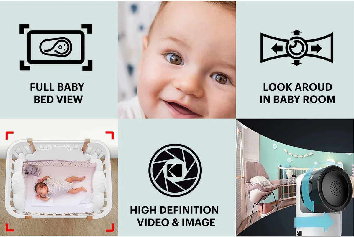 KODAK Cherish C525P - Monitor de vídeo Inteligente para bebé, Video de Calidad para verificaciones rápidas y con Confianza, Larga duración de la batería Durante la Noche y Las Siestas