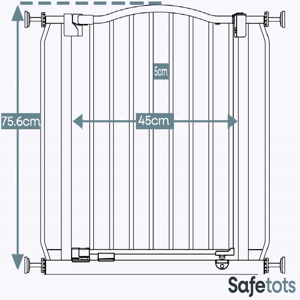 Safetots Barrera de Tope Curvo para Bebés, 171cm - 180cm, Blanca Mate, Barrera de Presión para Escaleras, Barrera de Seguridad para Bebés para Barreras, Instalación Fácil