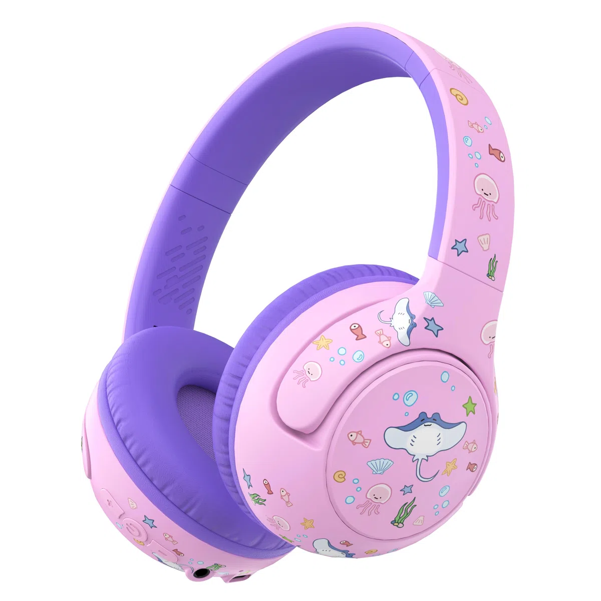 iClever BTH27 - Auriculares para niños de más de 2 años, certificado CPC, volumen seguro limitado de 75/80 dBA, tiempo de reproducción de 74 horas, Bluetooth 5.4, sin BPA, auriculares Bluetooth para
