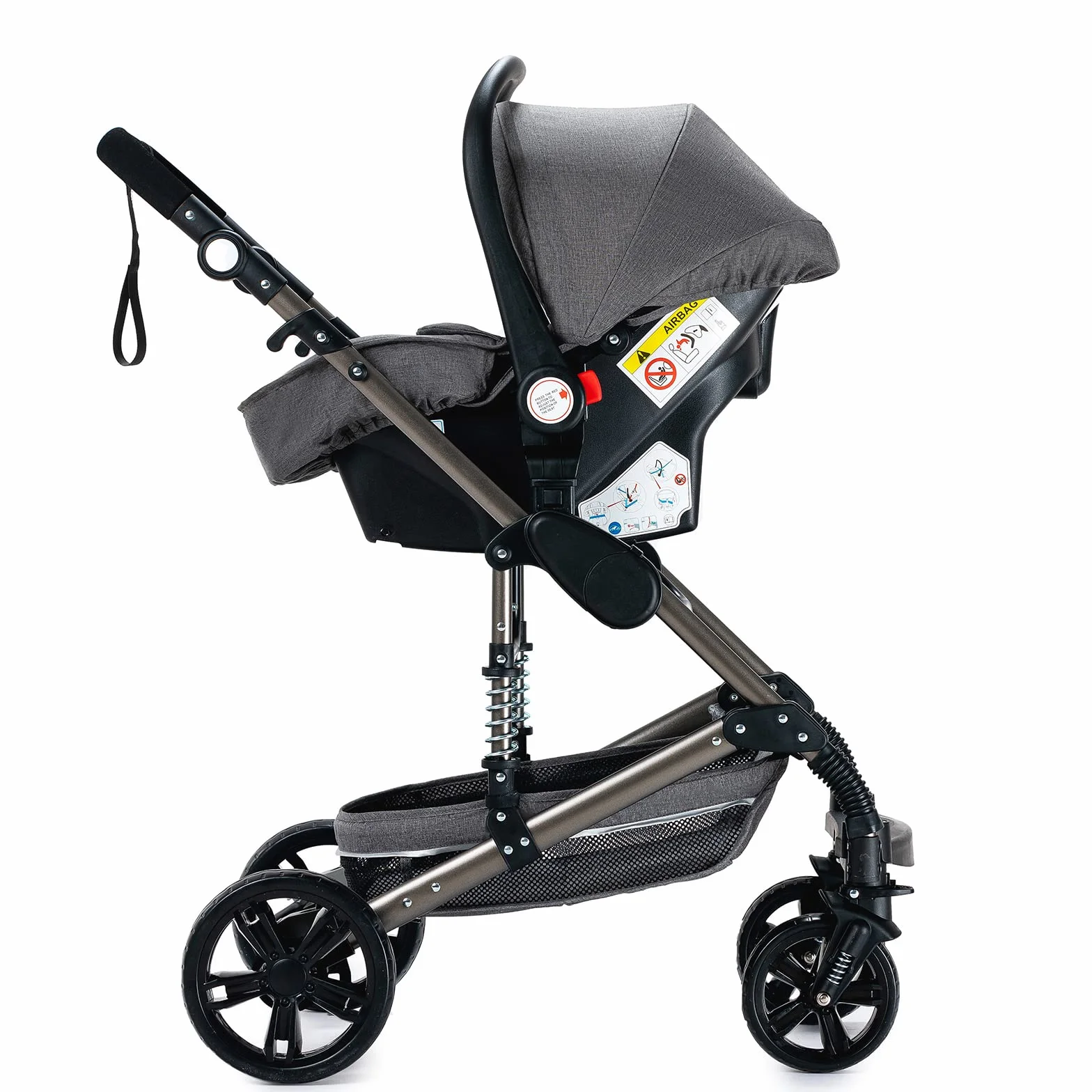 3 en 1 Sistema de Viaje Para Bebé 3 en 1 Cochecito de Paisaje Alto Carrito con Capazo Silla de Paseo Cochecito de Bebé Reclinable Cochecito Estándar Plegable de Recién Nacido (grey 739)