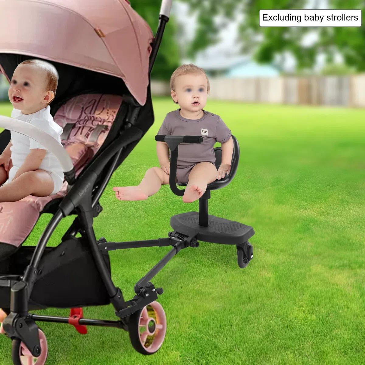 Buggyboard con asiento, portátil, tabla de paseo para cochecito, accesorio universal para niños de 2 a 6 años, capacidad de carga 50 kg