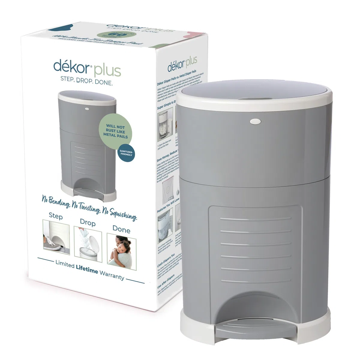 DEKOR Regal Lager - Cubo de pañales para pañales, color gris
