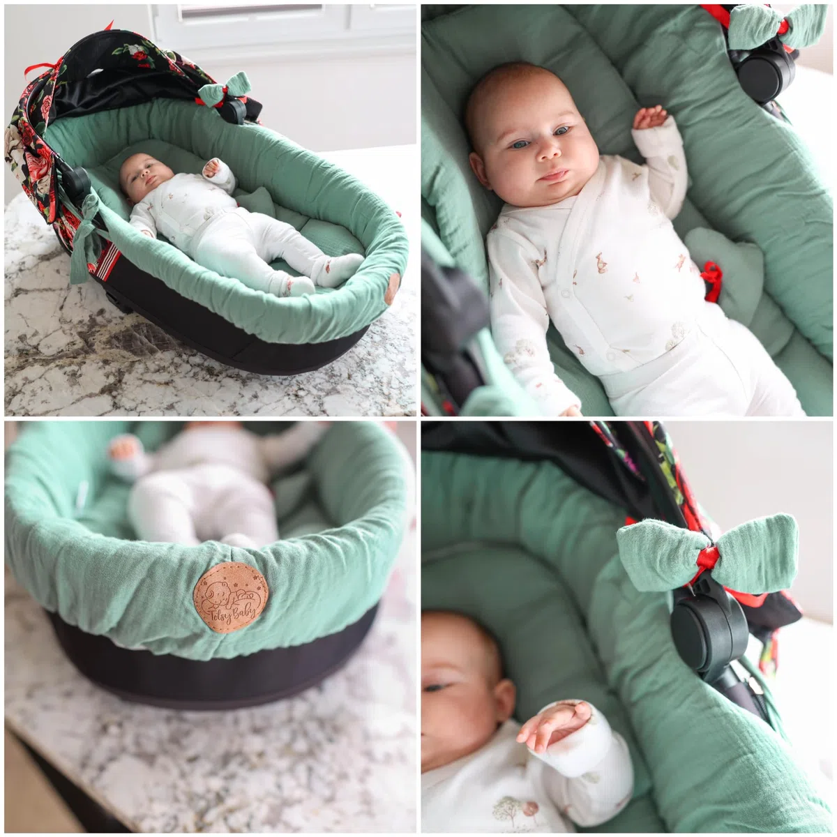 Cubre capazo universal cubrecapazos muselina - vestidura carro bebe nido cochecito accesorios set 3 piezas con almohada y inserción de góndola Verde