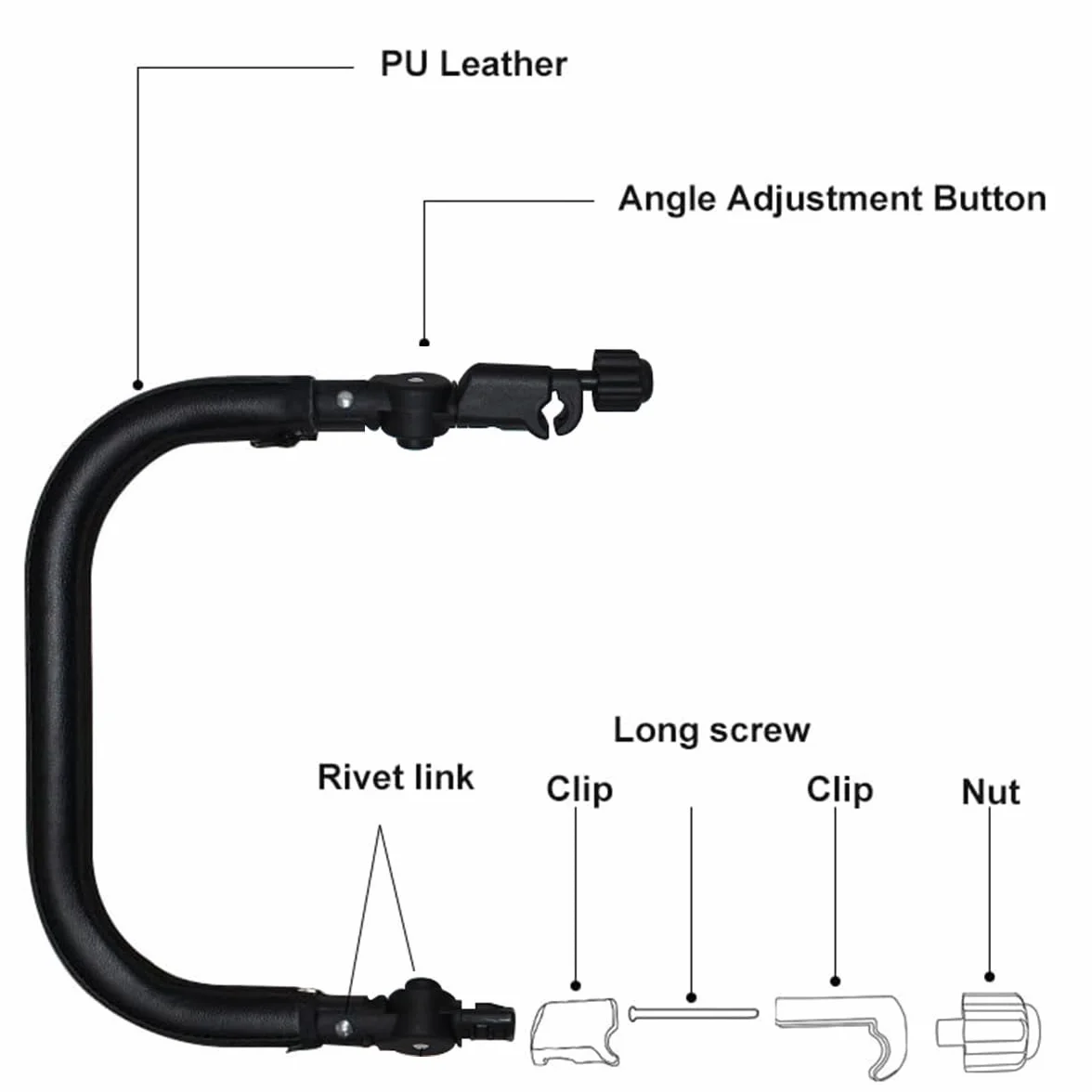 Pushchair Bumper Bar Compatible with Eezy S 2, Eezy S Plus 2, Eezy S Twist 2, Eezy S Twist Plus 2 - Faux Leather
