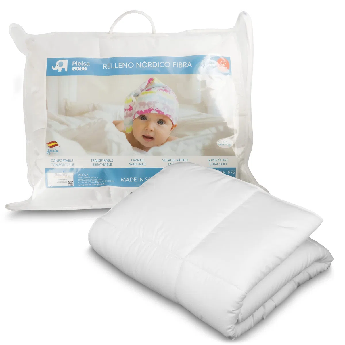 Baby | Edredón Cuna 100x120, edredón Bebe de Fibra 300 gr higiénico y Transpirable, edredón Cuna Bebe otoño-Invierno