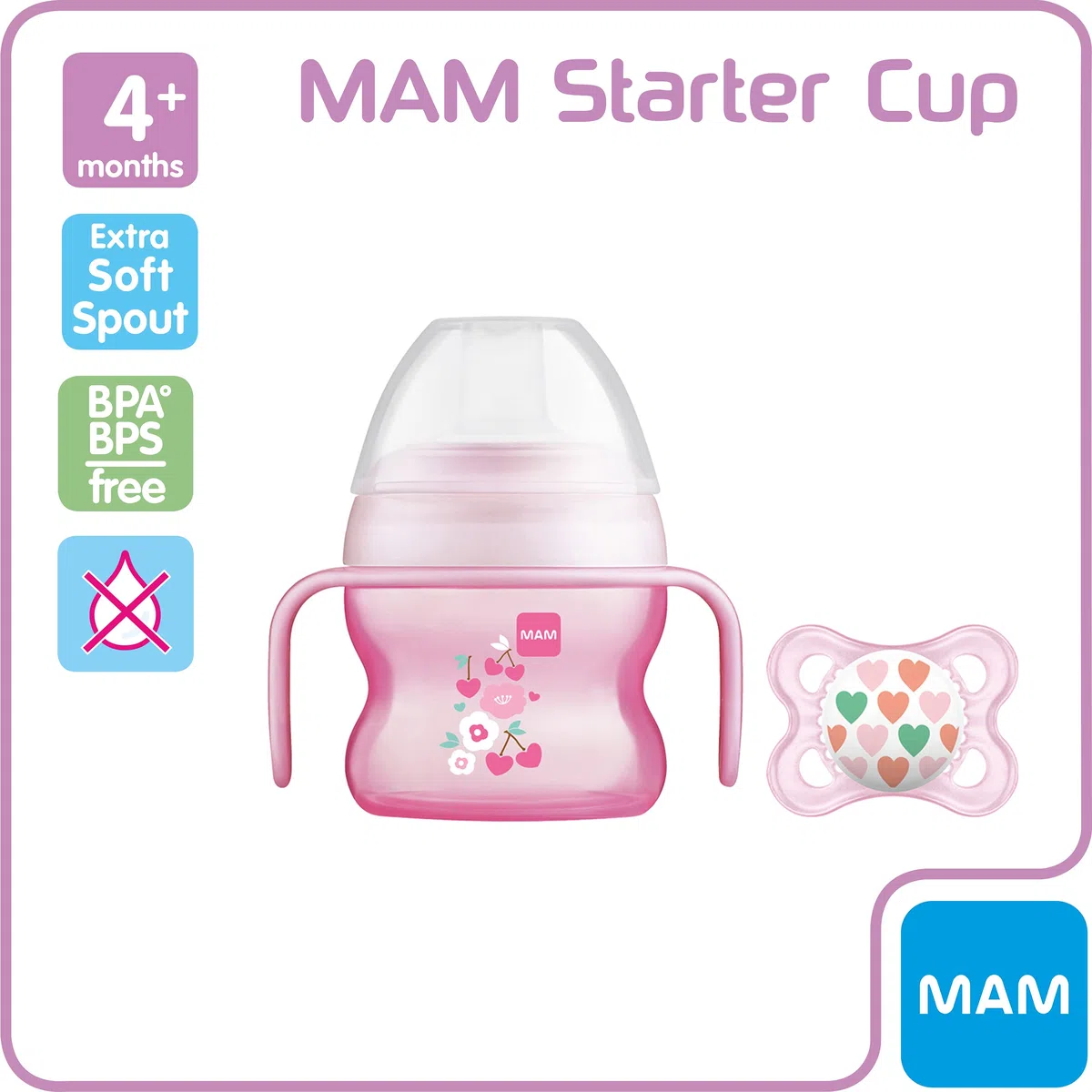Intrucciones en lengua extranjera - Taza de iniciación relajante, 150 ml de MAM rosa