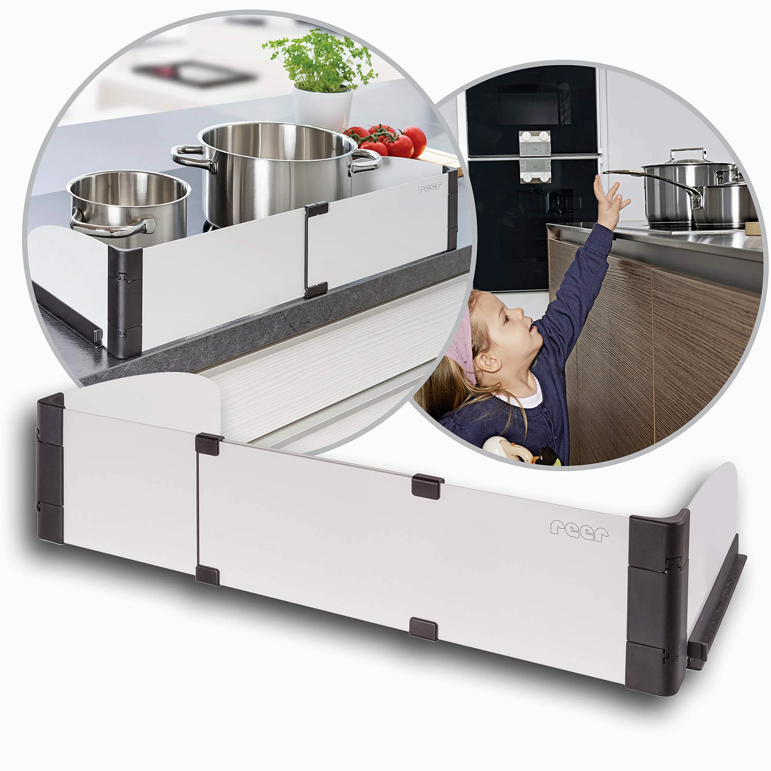 reer Protector de cocina básico, extensible 55-61 cm plateado, 20058