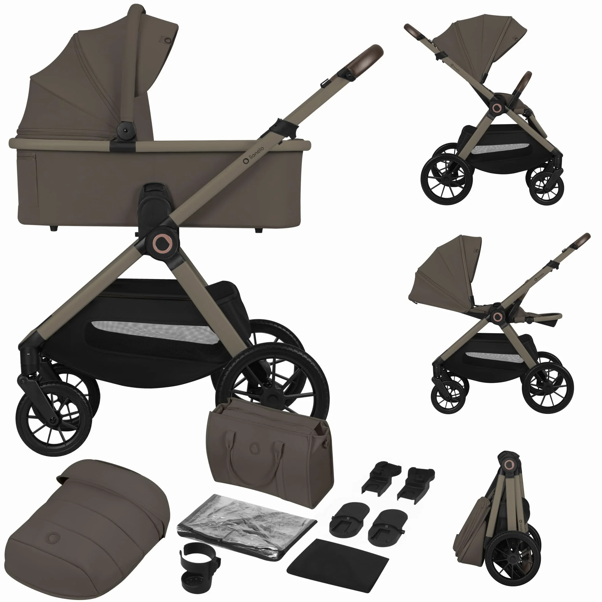 Lionelo Layla Carrito 2 en 1 Cochecito de Bebé (0-4 Años, Hasta 22 Kg), Capazo y Silla de Paseo, Asiento Reversible, Posición Reclinable, Ruedas PU, Suspensión, Capota Impermeable UPF50+